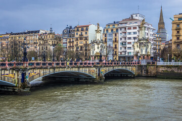 Maria Cristina Bridge in San Sebastian city also known as Donostia, Spain