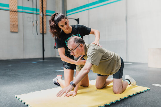 Teacher doing rehabilitation with a patient
