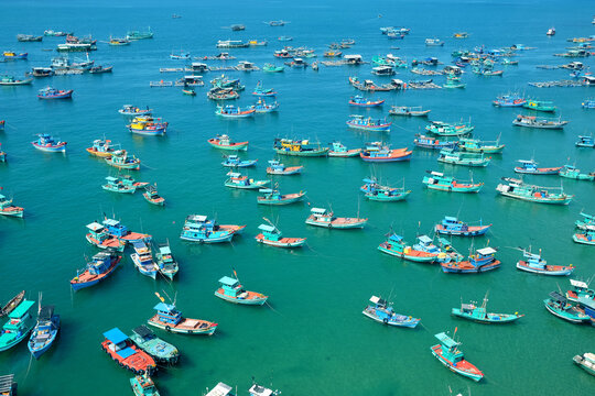 The Boats on the Sea from above