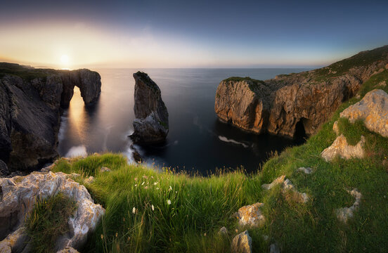 Northern Spain, Asturian Coast At Sunset