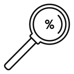 Tax percent magnifier icon, outline style