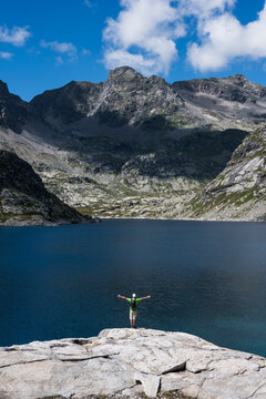 Man lost on the mountains enjoying the landscape