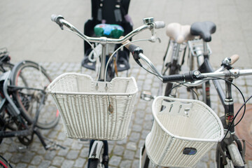 Obraz na płótnie Canvas Parked Bicycles in Denmark on the street