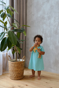 little girl playing and spending time at home