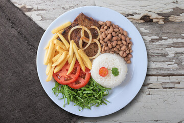 Typical Brazilian food dish Top view