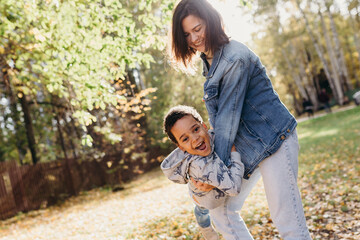 multiracial family having fun