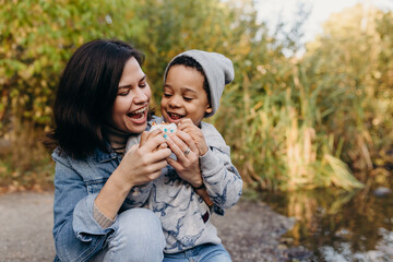 multiracial family in the park