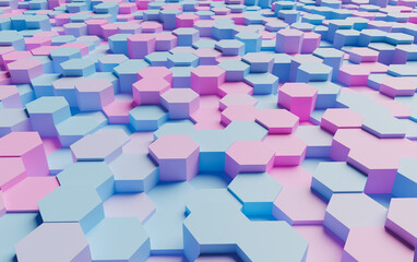 bacabstract background of pastel colored hexagons very illuminated with soft shadows. 3d rendering