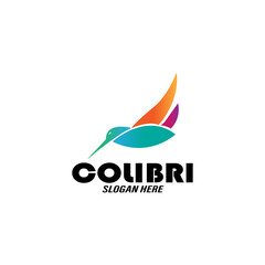 Beautiful Simple Bird Colibri Logo Design Vector