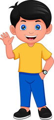Fototapeta premium cute boy waving isolated on white background
