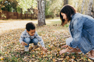 Family in the park in autumn