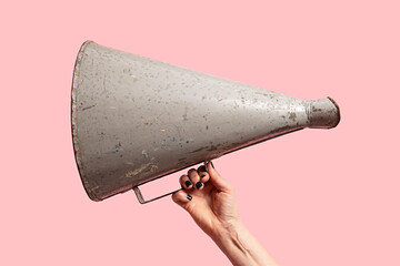 Megaphone in hand