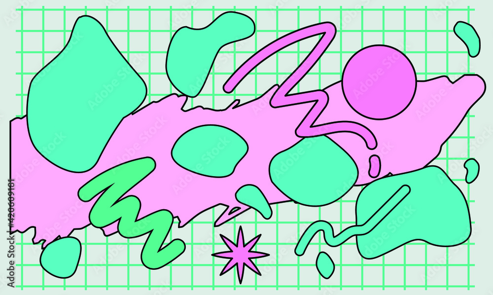 Aufkleber neo-memphis abstract background with geometric shapes. vaporwave and retrowave style.
