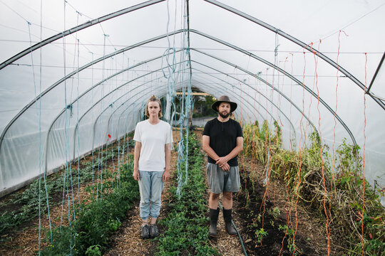 Farmer Couple Staring Blankly At The Camera For Funny Portrait I