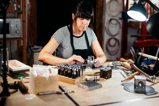 Woman Making Handmade Jewelry