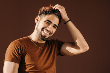 Happy stylish latino man in casual shirt