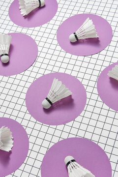 Badminton pattern from feathered shuttlecocks.