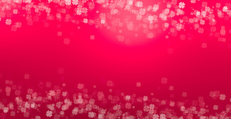 Abstract bokeh on red colourful background with flower (Four-leaf clover) theme.