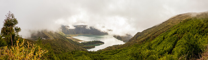 Lagoa do Fogo lake, Azores travel destination, amazing landscape.