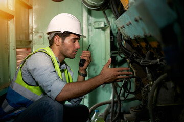 The maintenance technician is checking the machine's readiness condition.