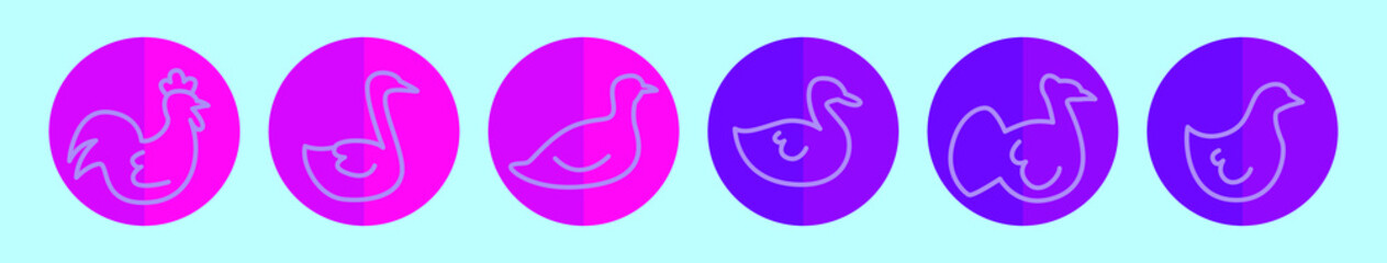 Fototapeta premium set of fowl animals cartoon icon design template with various models. vector illustration isolated on blue background