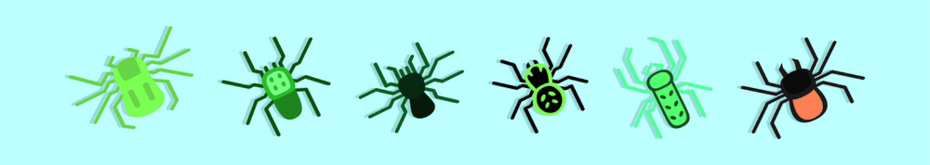 set of spider cartoon icon design template with various models. vector illustration isolated on blue background