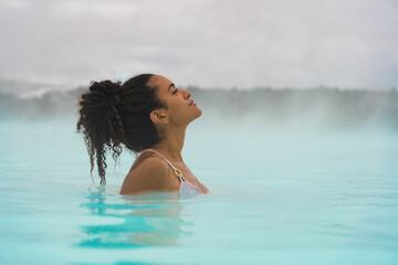 Girl in blue lagoon iceland