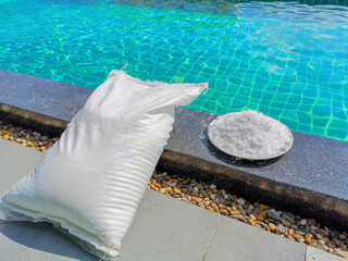 Salt for filling the pool.
Salt for adding to the swimming pool.