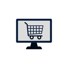 computer ecommers icon in color icon, isolated on white background 