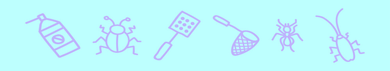 set of pest control cartoon icon design template with various models. vector illustration isolated on blue background