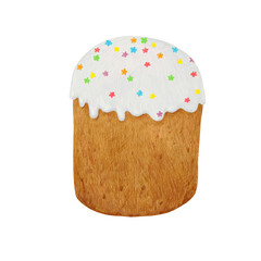 Illustration of two drawn easter cake with star dragee on top on white isolated background