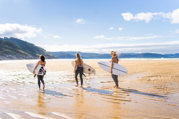 Group Of Surfer Friends On The Beach.