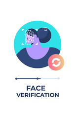 female character face identity verification scanning facial recognition process personal id access concept