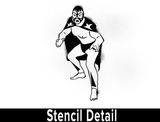 Stylized Mexican Lucha Wrestler Stencil Design
