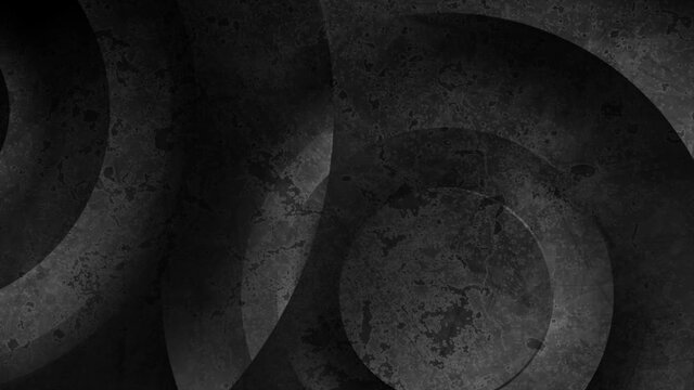 Grey black circles abstract tech grunge motion background. Seamless looping. Video animation Ultra HD 4K 3840x2160