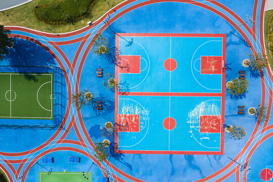 Tops view of Public Basketball court