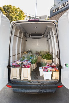 Stock photo of a wholesale van ready to distribute fresh flowers