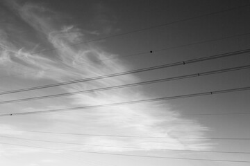 black and white minimal sky view from a car