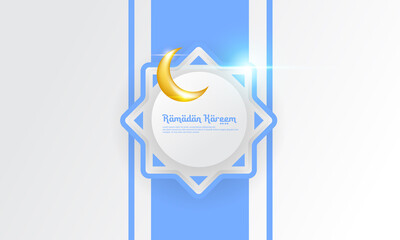 Ramadan background design in white and blue, suitable for complementary designs for Islamic themes