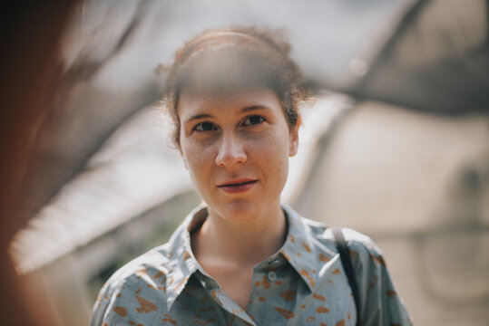 A Portrait of a beautiful woman looking at camera