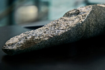 CO2 Carbon capture CCS - CarbFix geoengineering - basalt rock core with geosequestered calcium carbonate