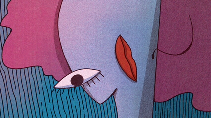 Woman Pop Art Cubist Illustration