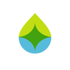 Fototapeta premium Natural water drop logo icon, abstract oil drop symbol, multiply color style logomark - Vector