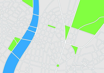 City map vector, with river and green parks. Eps 10 file
