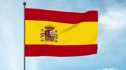 3D Illustration of The flag of Spain consists of three horizontal stripes: red, yellow and red, the yellow stripe being twice the size of each red stripe, la Rojigualda.