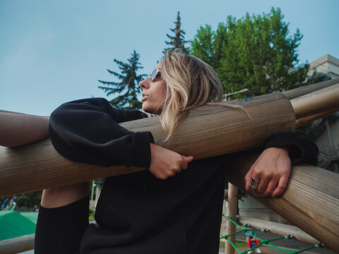 Woman on playground