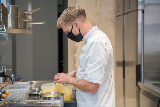 Chef Working At Kitchen