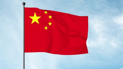 3D Illustration The flag of China, officially the National Flag of the People's Republic of China and also often known as the Five-starred Red Flag.