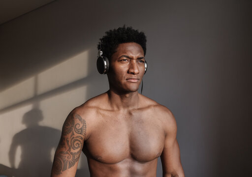 Athletic Man With Headphones