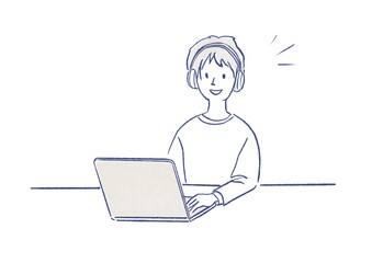 リモートワーク　テレワーク　男性
